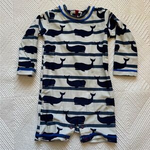 Hayley Nautical Whale One-Piece Rashguard Swimsuit